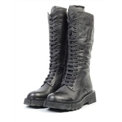 HS-M1152 BLACK Ботинки зимние женские (натуральная кожа, натуральный мех)